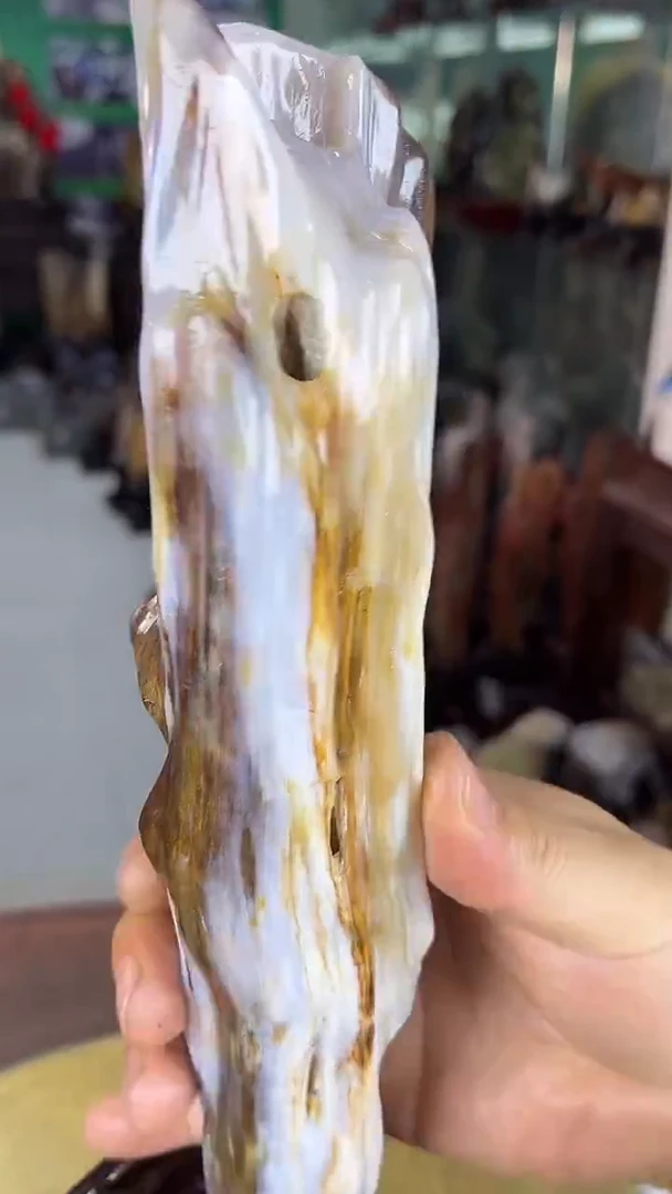 缅甸天然树化玉摆件