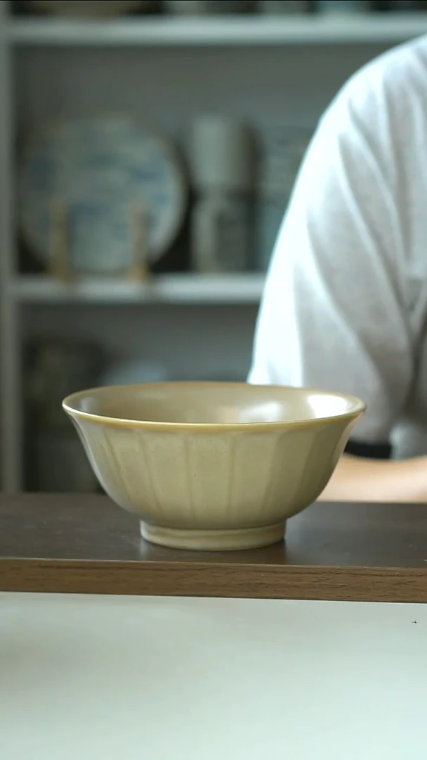 微瑕窑变奶茶色早餐碗14cm@4-2@