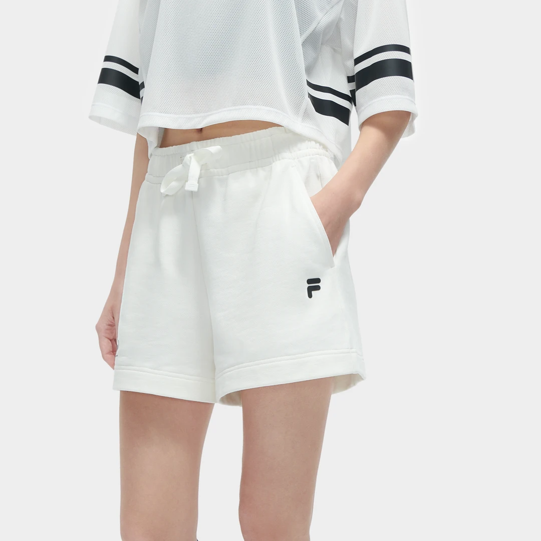 Fila/斐乐女装潮流运动休闲跑步舒适高腰针织短裤宽松夏季百搭