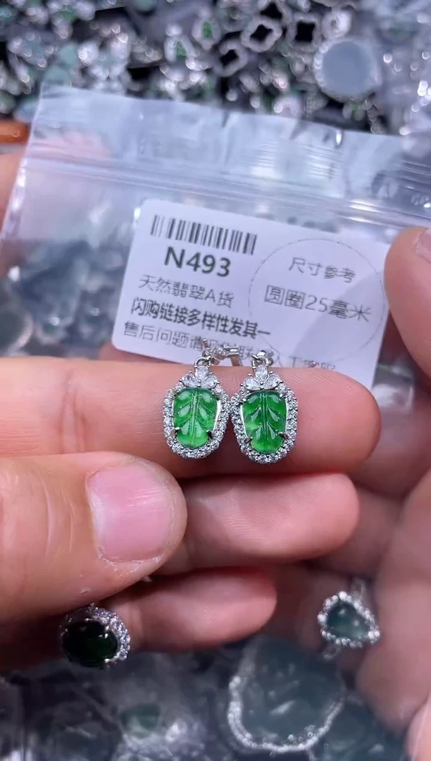 【闪购商品】翡翠颈饰未镶嵌N493耳钩