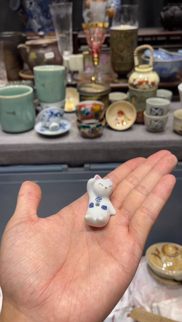 瓷片小猫香插香插