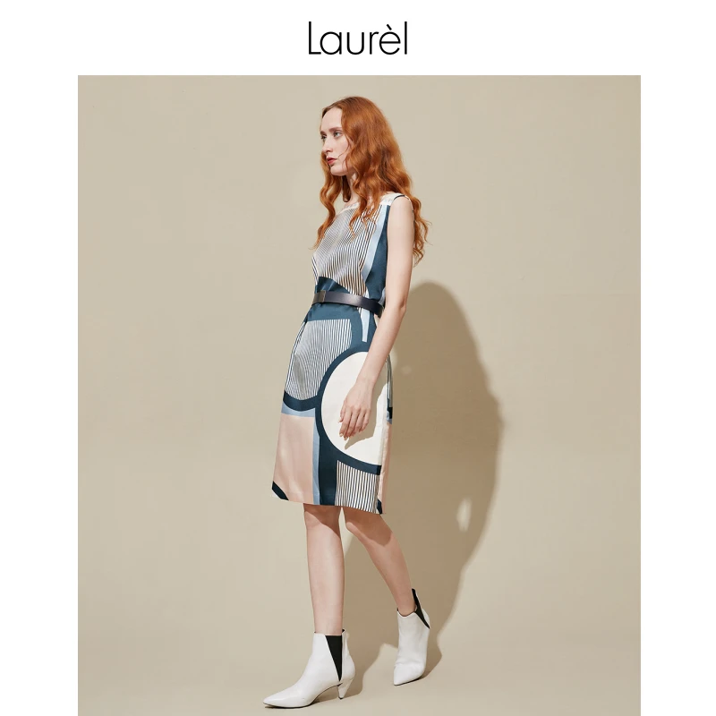 Laurel劳芮一字领显瘦无袖连衣裙女LWD322Y04400