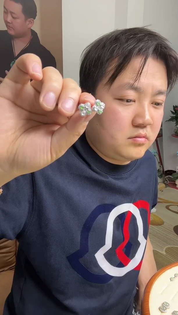 【闪购商品】翡翠耳饰银S925镶嵌耳环