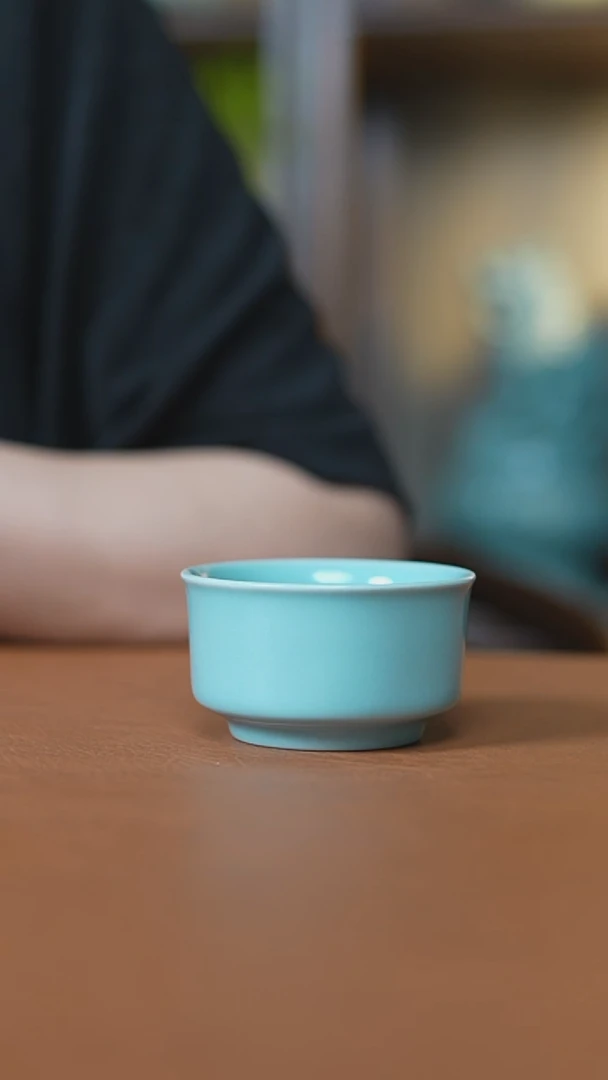杯仿古天青小唇口杯一级