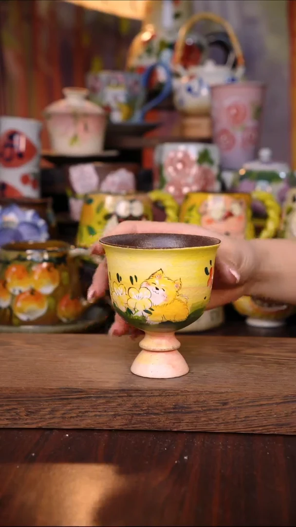 杯子陶泥垚手作 景德镇手工手绘陶瓷器物