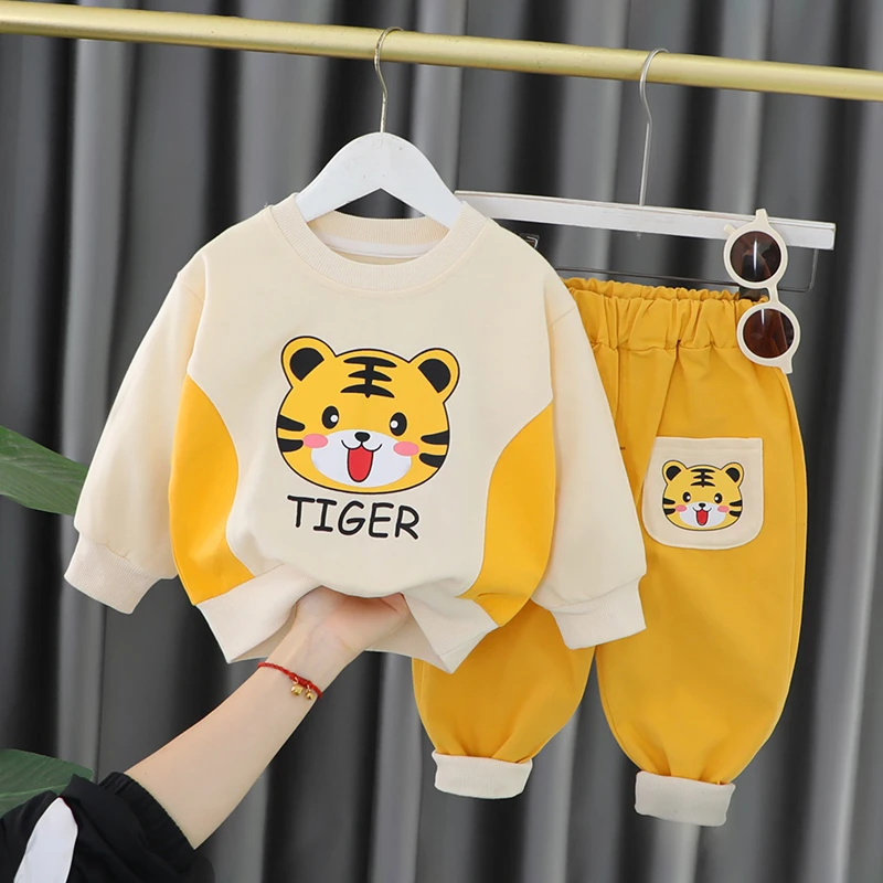 男女童装衣服春秋款儿童卡通老虎卫衣洋气新款女宝宝春装两件套