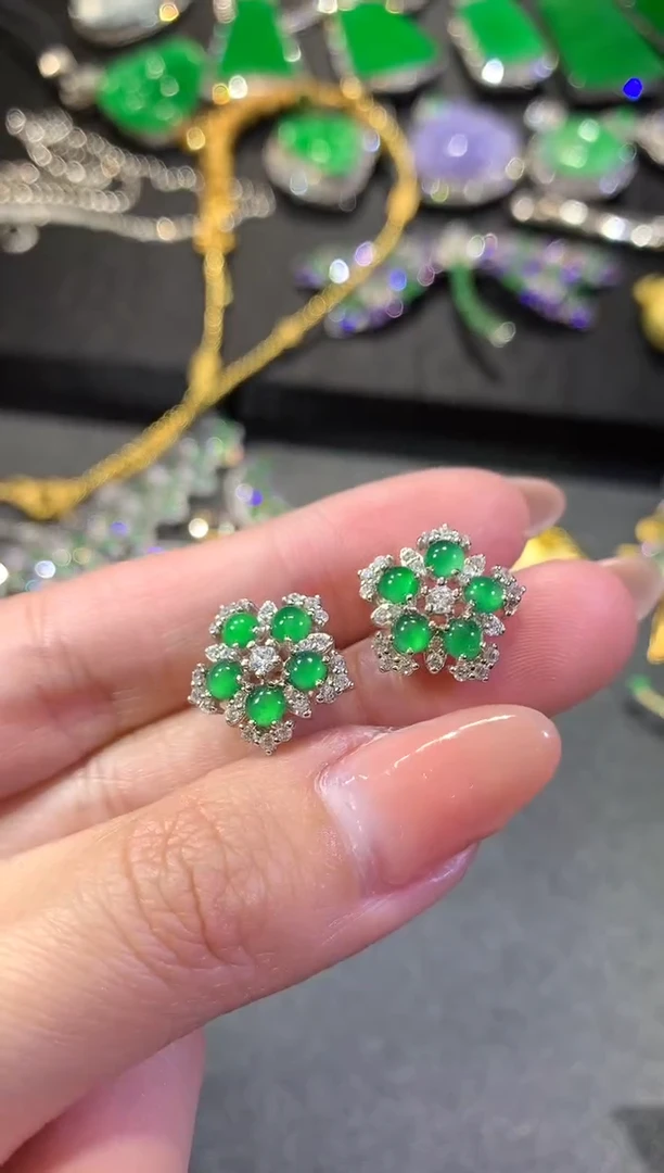 【闪购商品】翡翠耳饰银S925镶嵌272耳饰（多样性发货一件