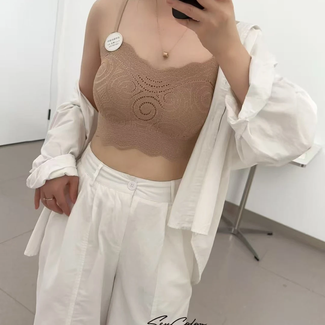 新款软蕾丝固定杯加厚杯美背秋