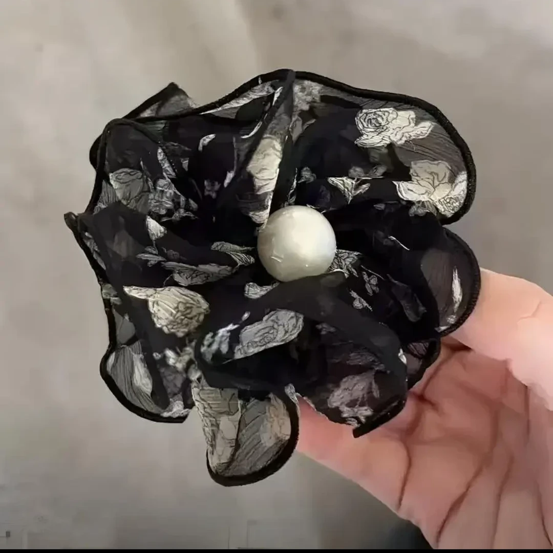 优雅手工法式清新碎花百搭时尚花朵丸子夹抓夹女头饰发饰女小香风