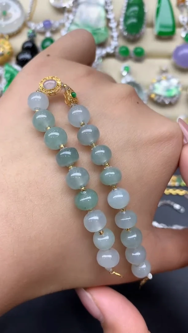 18K金镶嵌手链翡翠46-中国好珍宝