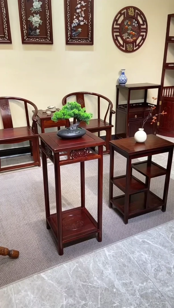 黑酸枝木类成套家具花架