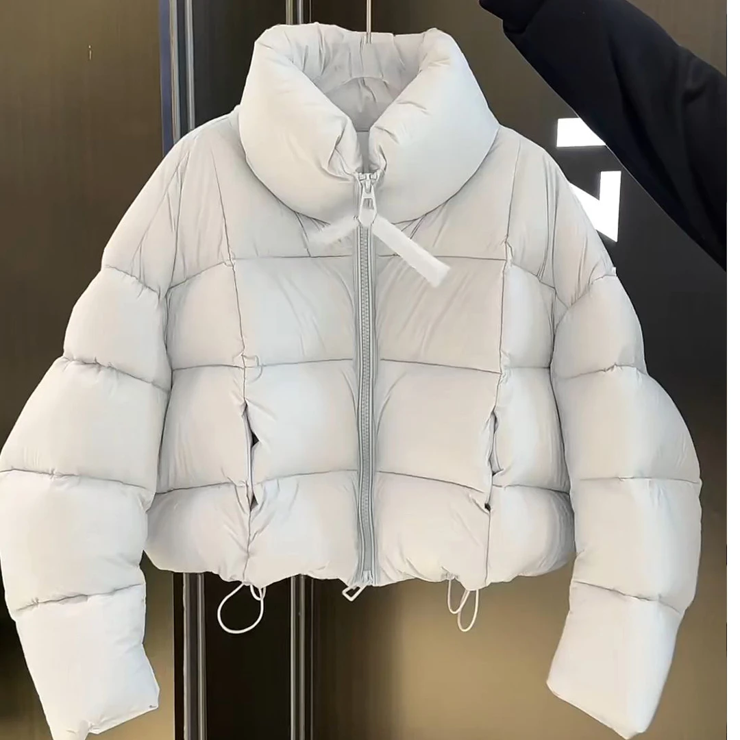 韩版时尚短款羽绒服女小个子冬季立领加厚保暖泡芙面包服外套