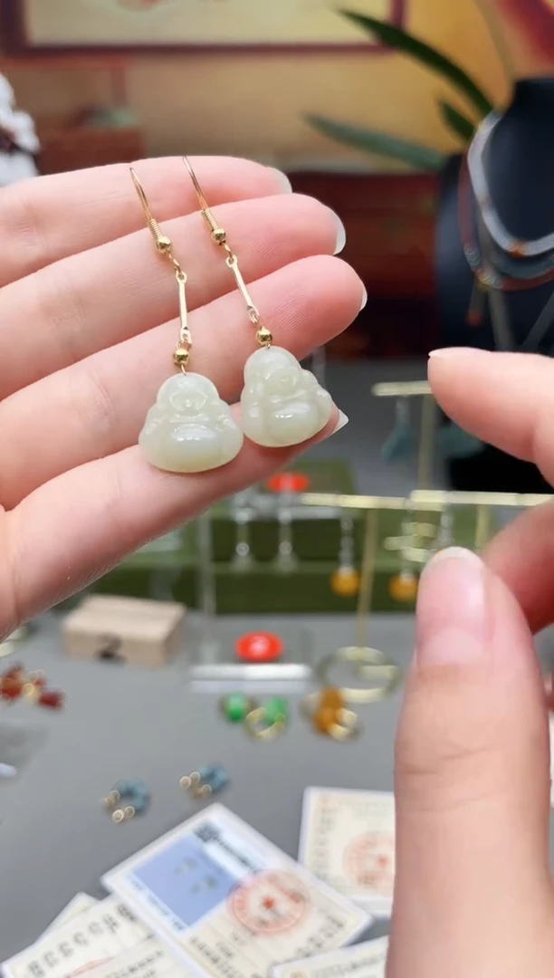 未镶嵌和田玉耳饰和田玉小佛公