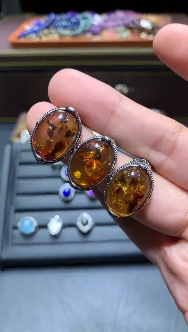 【闪购商品】琥珀戒指未镶嵌T33【多样性发其一】