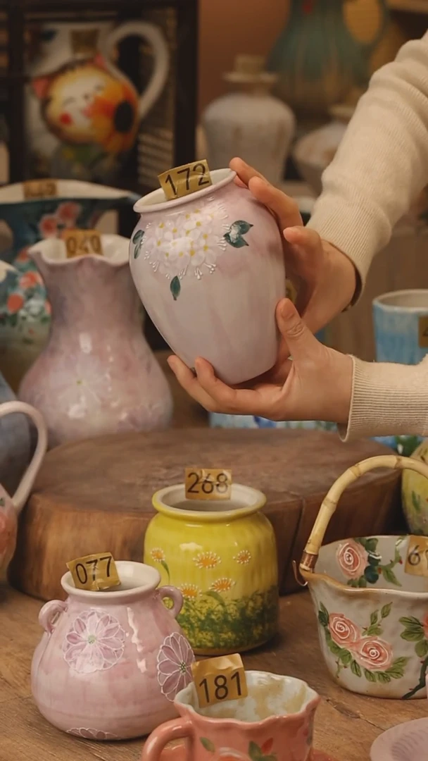 陶瓷景德镇设计师手作花器摆件侘寂风@M172@