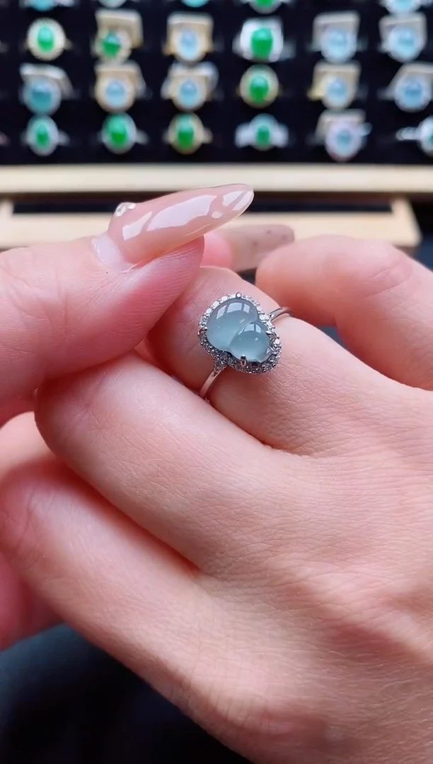 银S925镶嵌戒指翡翠1