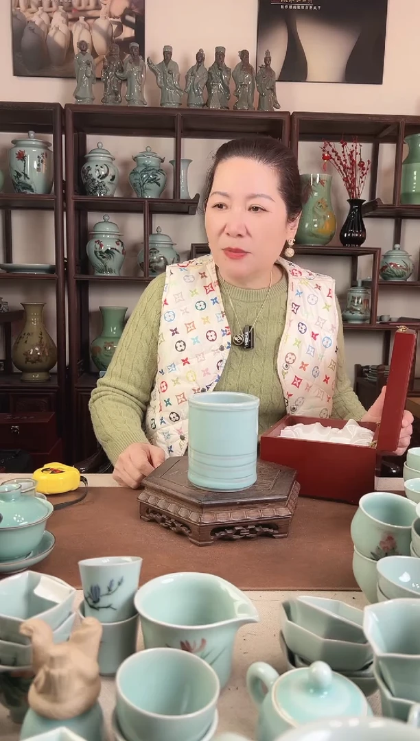 纯手公 绞胎 笔筒L