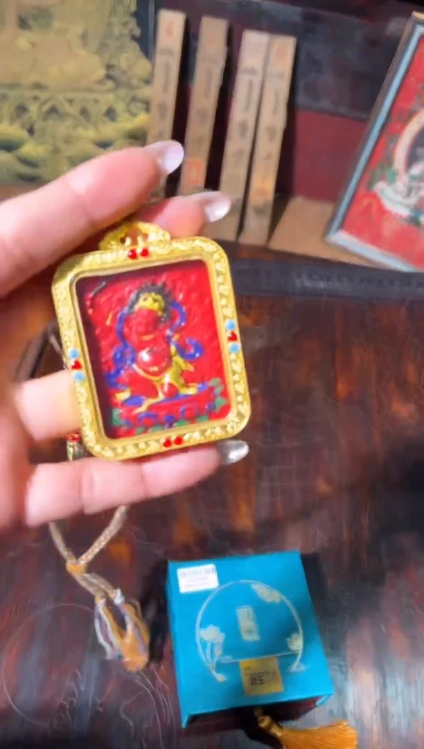 吊坠卷轴画菊菊唐卡tk+盒子