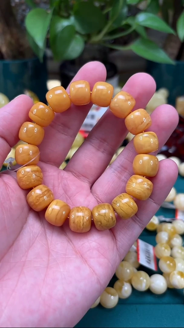 手链蜜蜡未镶嵌H33 精品老型老花蜡 23.75克 13mm