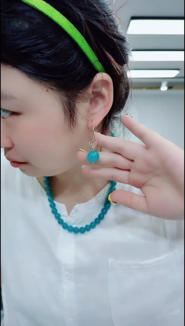 合金颈饰天河石2034天使耳钩