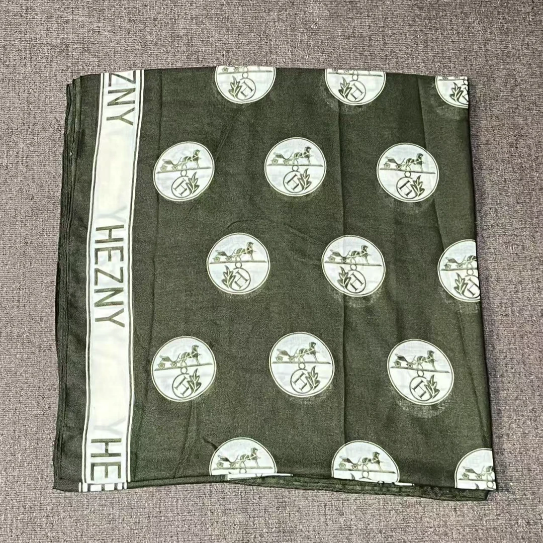 （绿色小圆马车）时尚棉麻80*175左右围巾