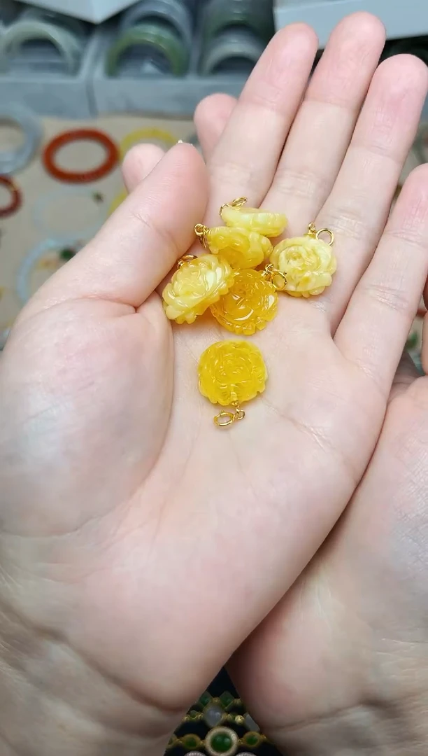 银S925镶嵌颈饰蜜蜡牡丹花多样性拍一发一06