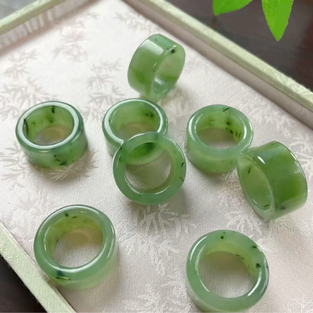 雅韵｜俄碧乌兰海 苹果和田玉宽版戒圈 直切 大气百搭- 多样性发一