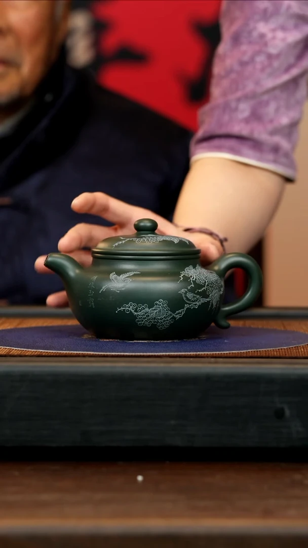 【闪购商品】紫砂茶壶SDH 生竹翠 仿古 340cc