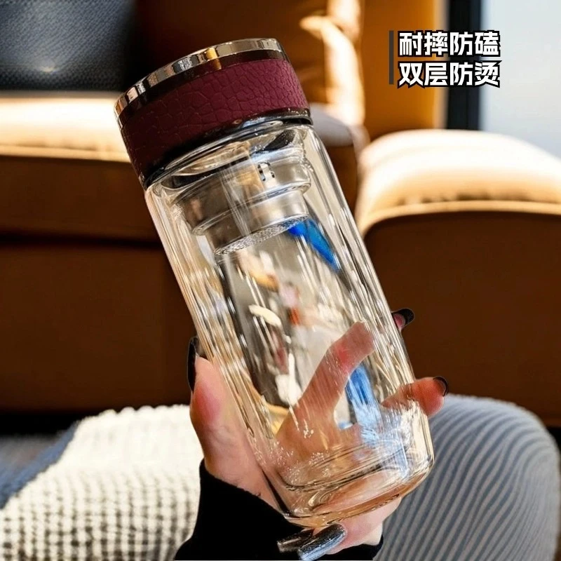 【高端】高档鹅蛋杯双层加厚泡茶杯高硼硅玻璃杯商务男女士礼品杯子