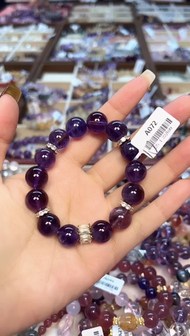 【闪购商品】水晶手链未镶嵌A072 天然深紫兔毛手串