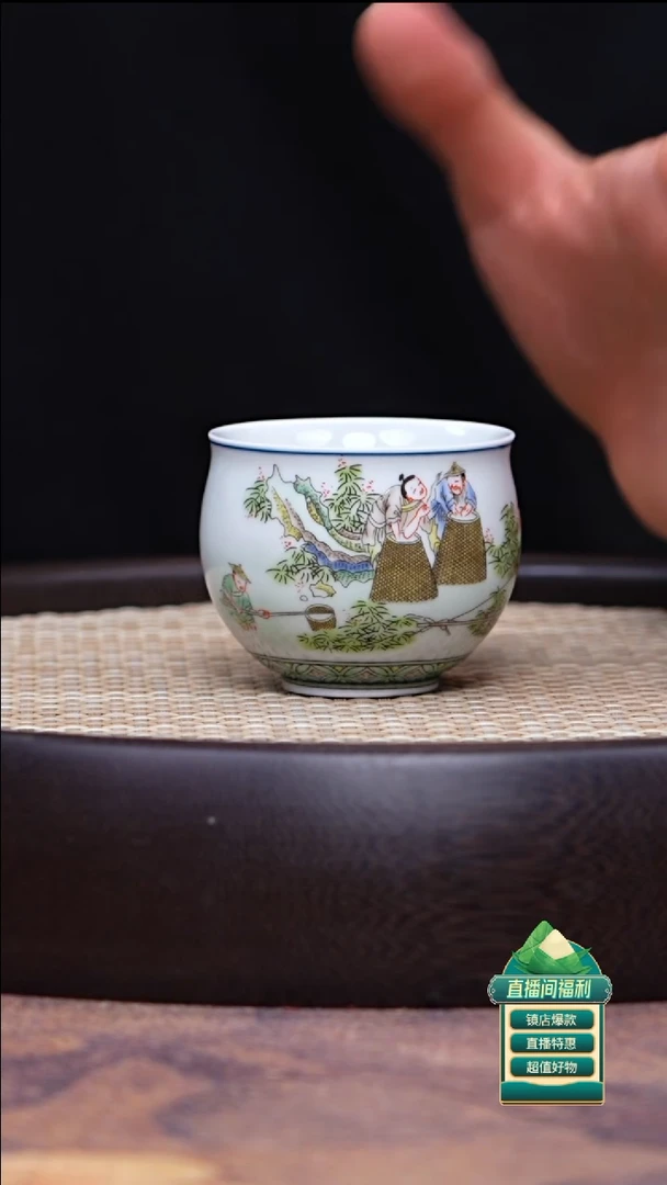 茶壶紫砂白瓷彩绘春耕主人杯