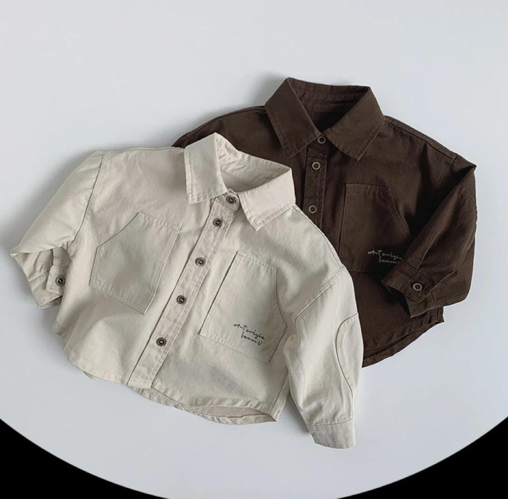 【墩墩容融同款】韩系风儿童衬衫新款男女童日森系棉小童潮童百搭