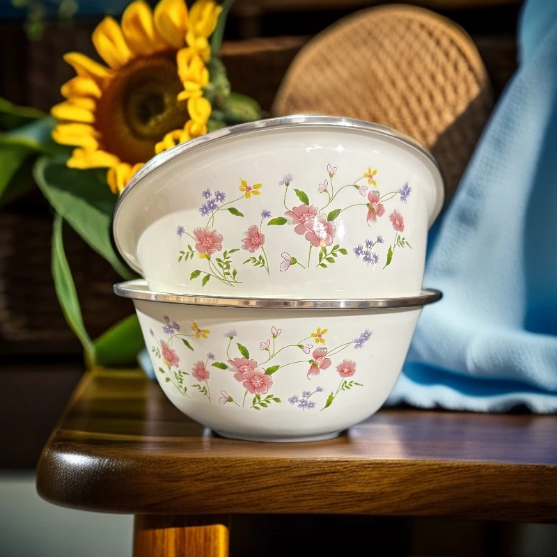 14cm珐琅搪瓷包边米饭碗  无盖 小碎花   4个装