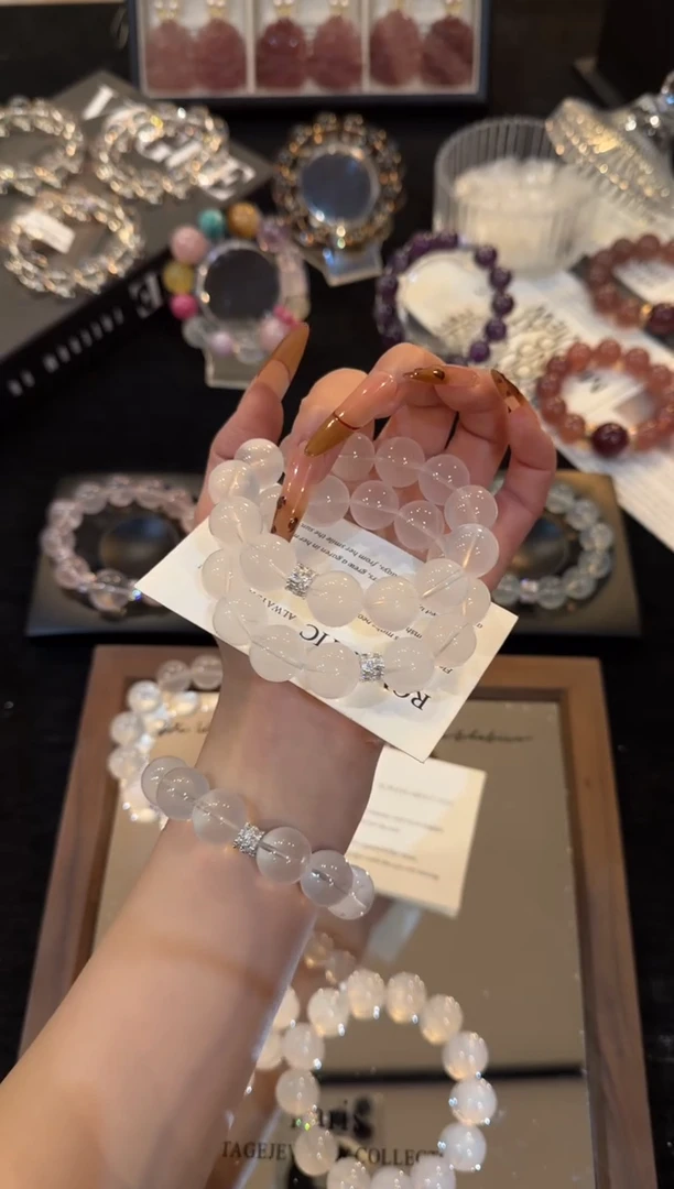 合金手链水晶奶白晶x3596