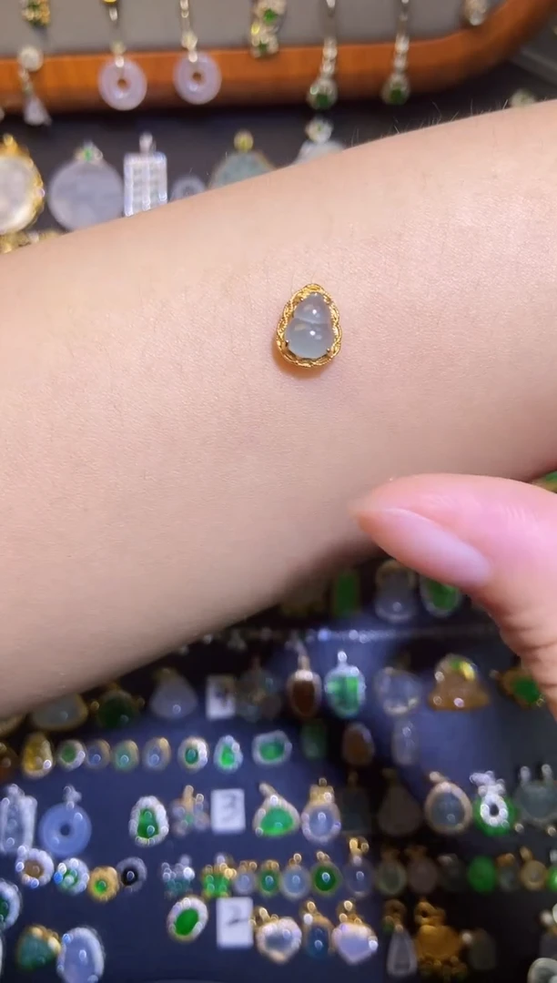 翡翠银S925镶嵌吊坠(不含链)天然A货翡翠
