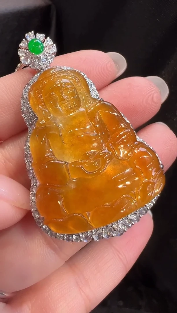 吊坠(不含链)18K金镶嵌翡翠伊**康AL6吊坠3.8万分单