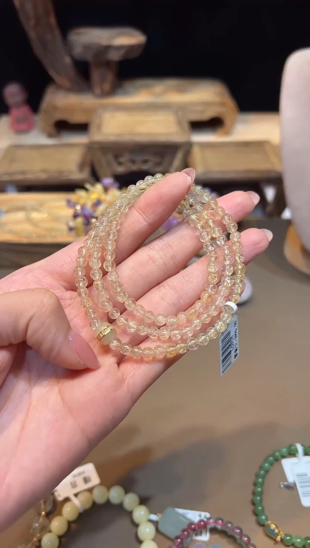 水晶手链18K金镶嵌手饰@@E6858