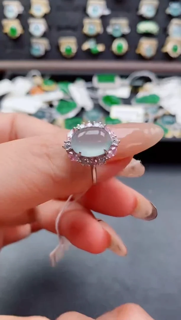 银S925镶嵌戒指翡翠1