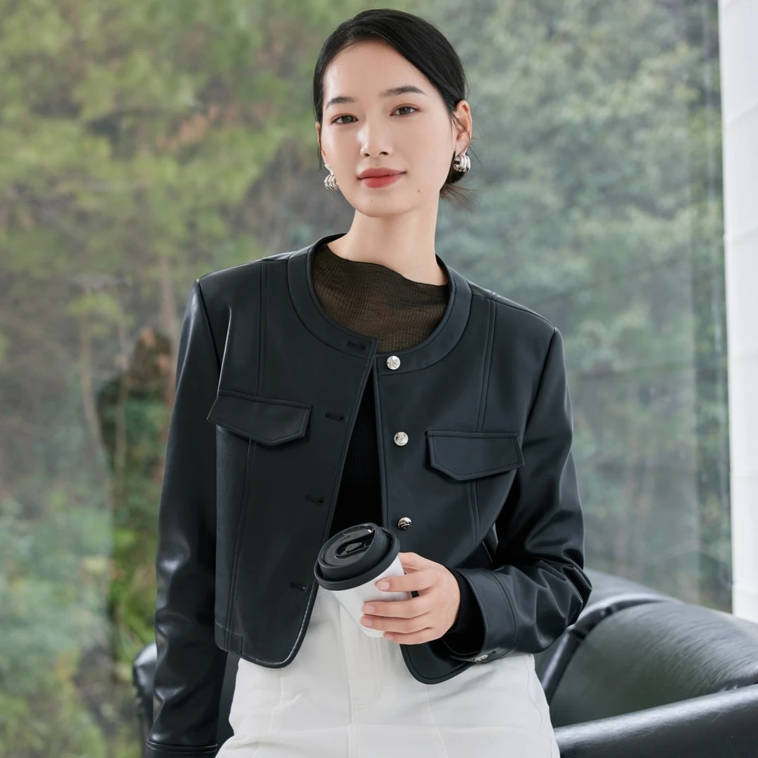 2025年TH品牌春季新款皮衣W外套F122B11022-1