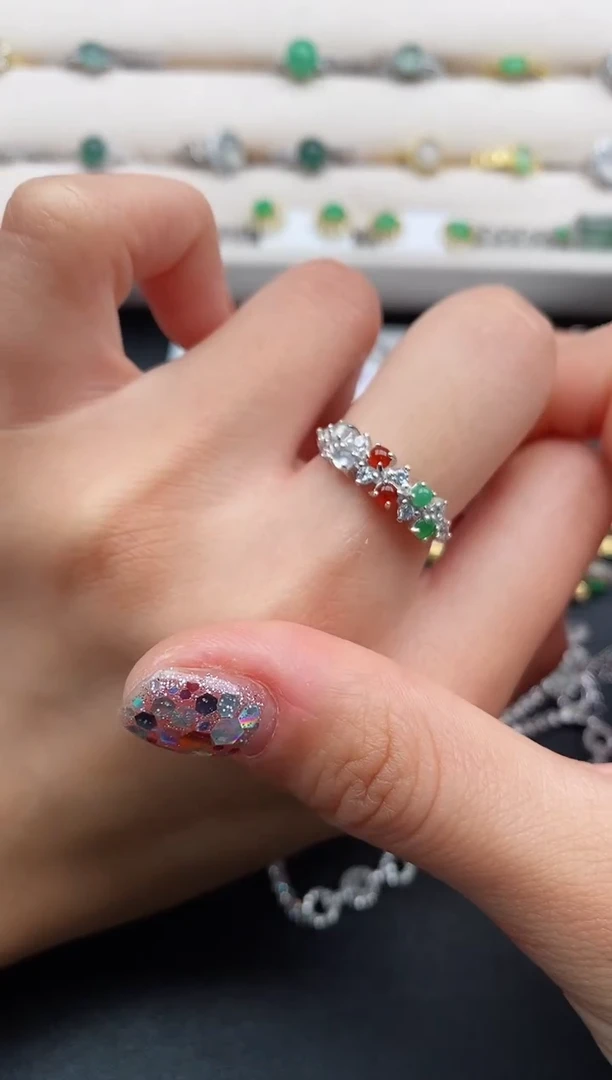 银S925镶嵌戒指翡翠33333333+10