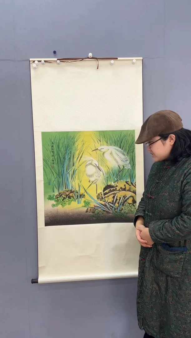 国画梅清老师4pc花鸟卷轴作品