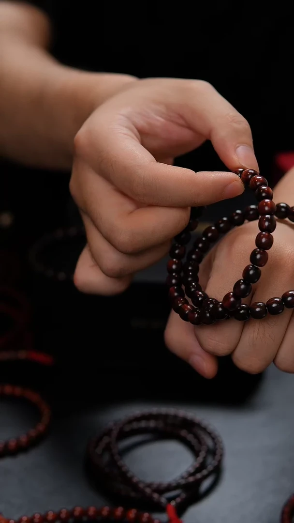 黄花梨/降香黄檀手串/手链黄花梨单圈双金标老型紫油