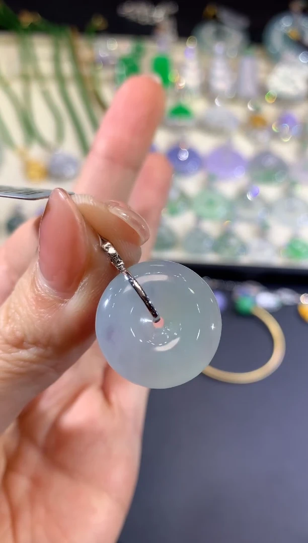 吊坠(不含链)18K金镶嵌翡翠25-扣子（多样性发货一件