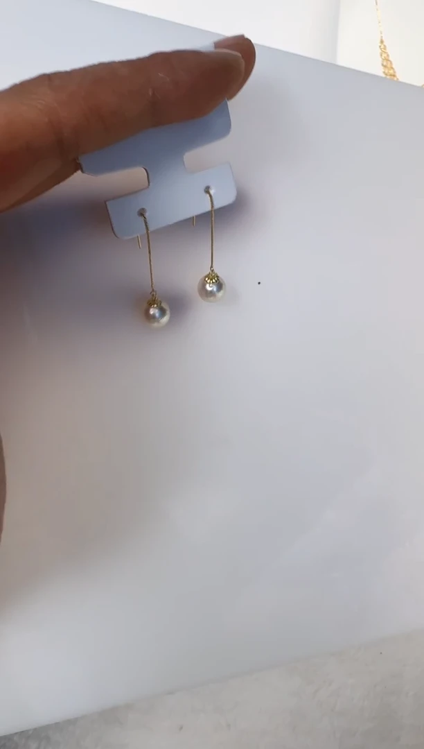 18K金镶嵌海水珍珠耳饰耳线
