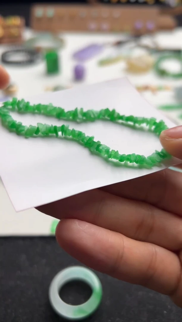 定制翡翠未镶嵌绿碎石手串2200+220-xmy073