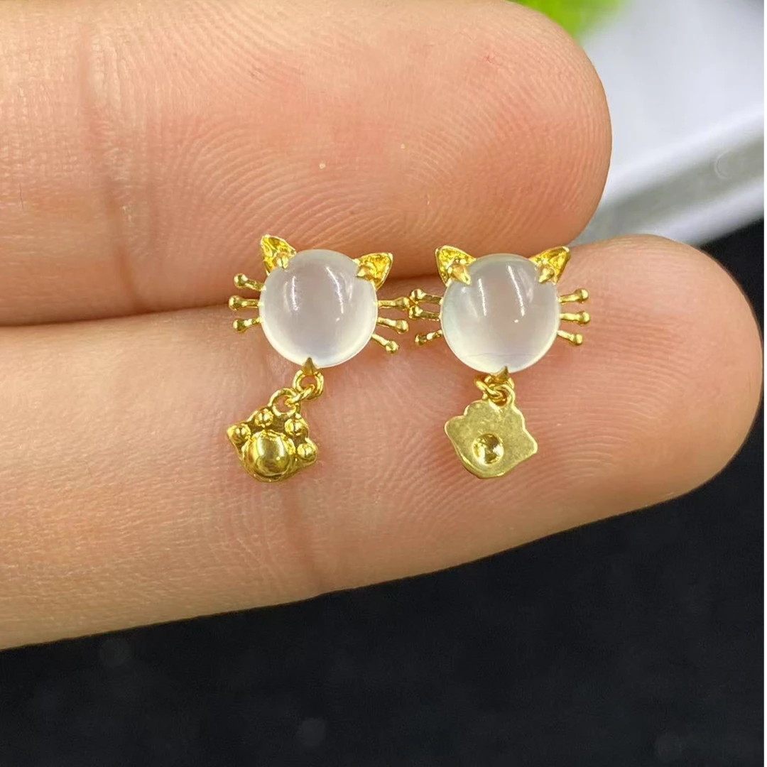 新春大集翡翠耳饰18k金镶嵌-耳坠-5596A4