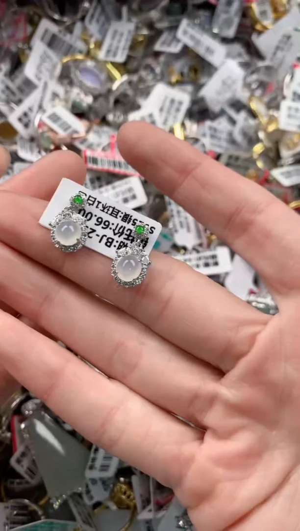 银S925镶嵌戒指翡翠10-10-10   10
