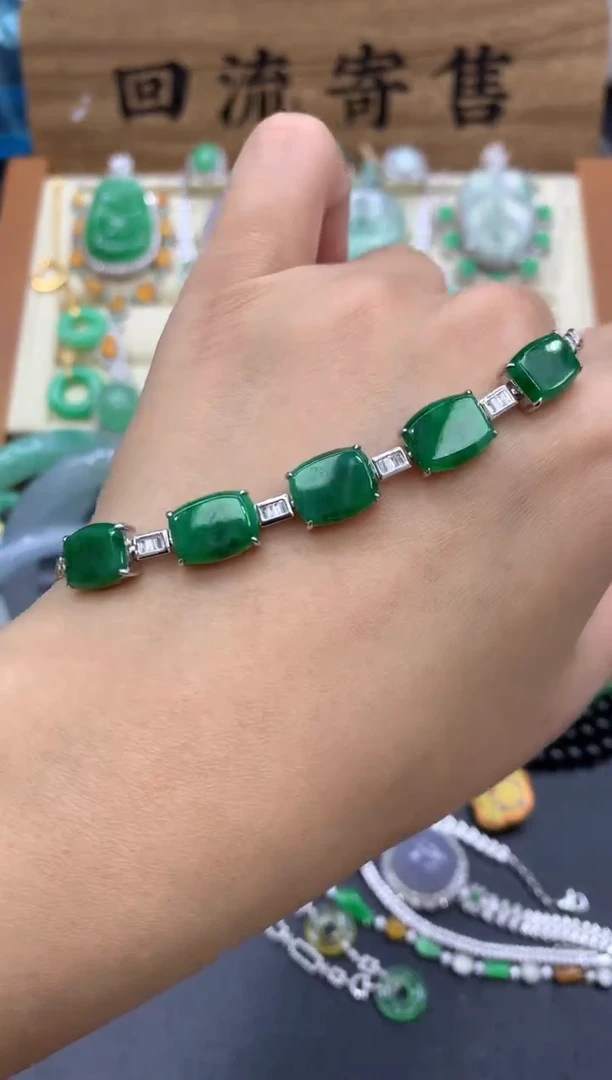 【闪购商品】翡翠手链18K金镶嵌506-中国好珍宝