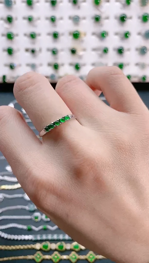 【闪购商品】翡翠戒指银S925镶嵌天然翡翠