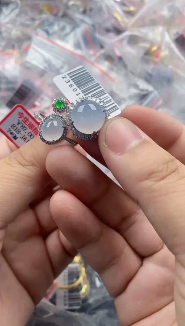 银S925镶嵌戒指翡翠888     6